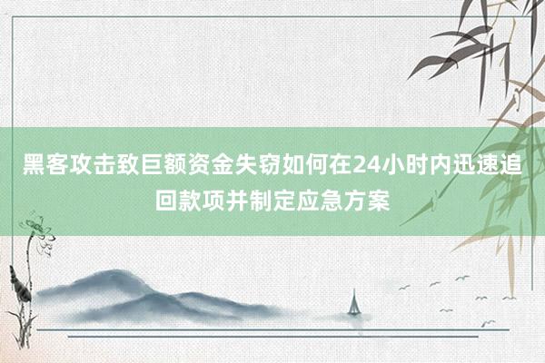 黑客攻击致巨额资金失窃如何在24小时内迅速追回款项并制定应急方案