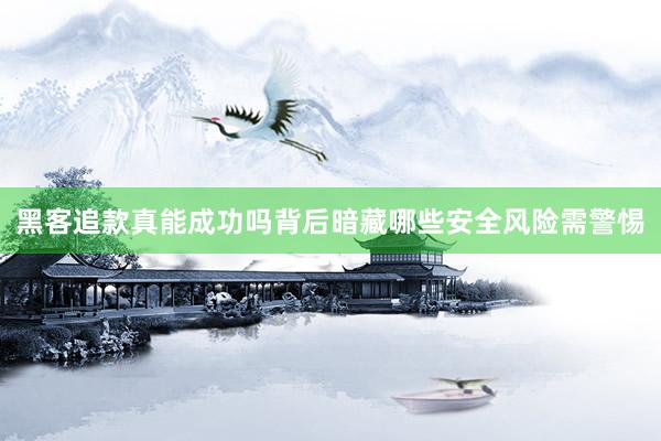 黑客追款真能成功吗背后暗藏哪些安全风险需警惕